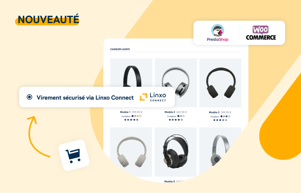 une option de paiement par virement sécurisé Linxo Connect peut s'ajouter à tous les sites de vente en ligne